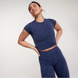 CALIA Essential Cropped Jacquard Tee in Ardosia Slate